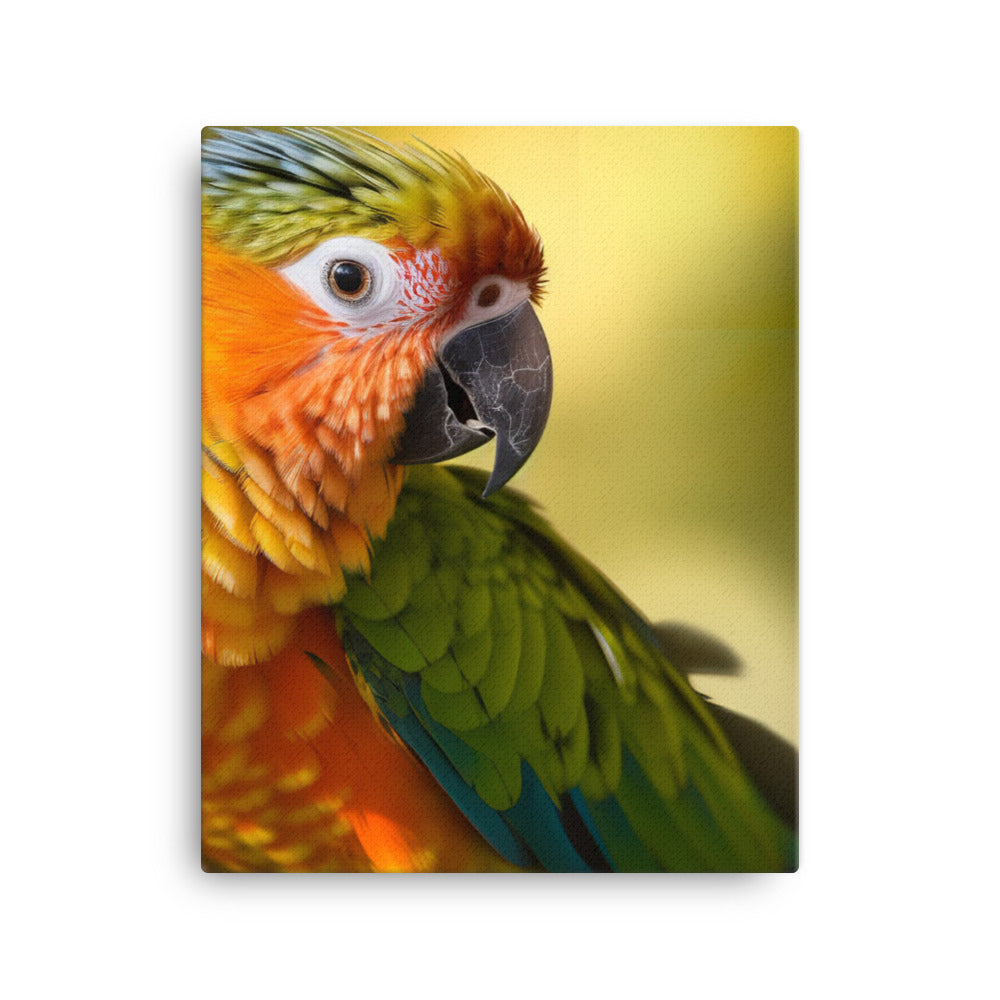 A colorful Conure perched on a branch Canvas - PosterfyAI.com