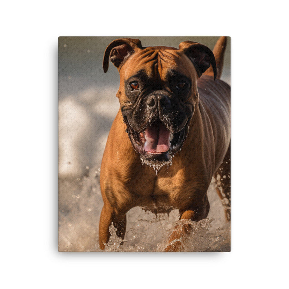Boxer on the Beach Canvas - PosterfyAI.com