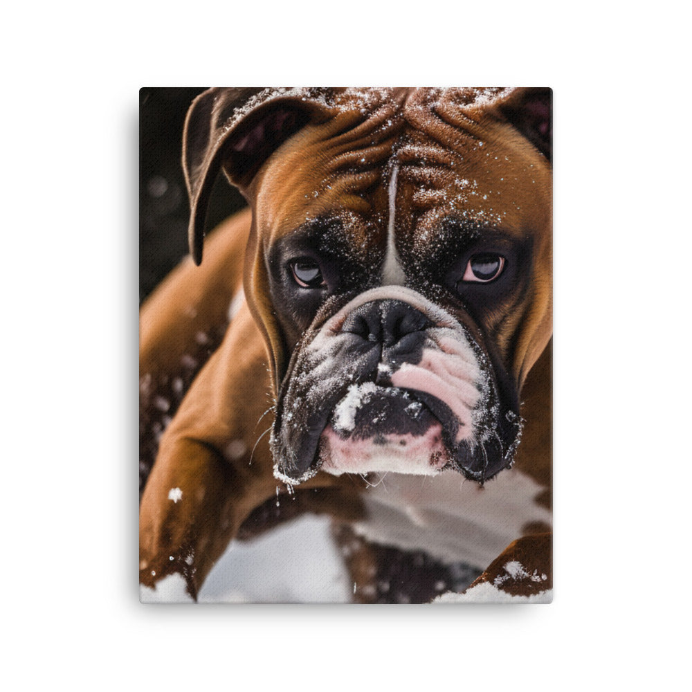 Boxer in the Snow Canvas - PosterfyAI.com
