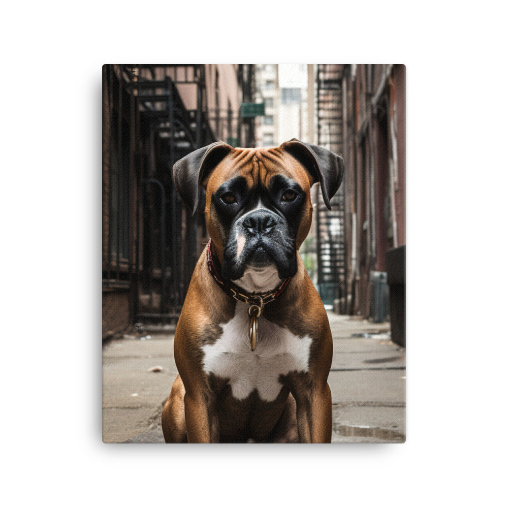 Boxer in the City Canvas - PosterfyAI.com
