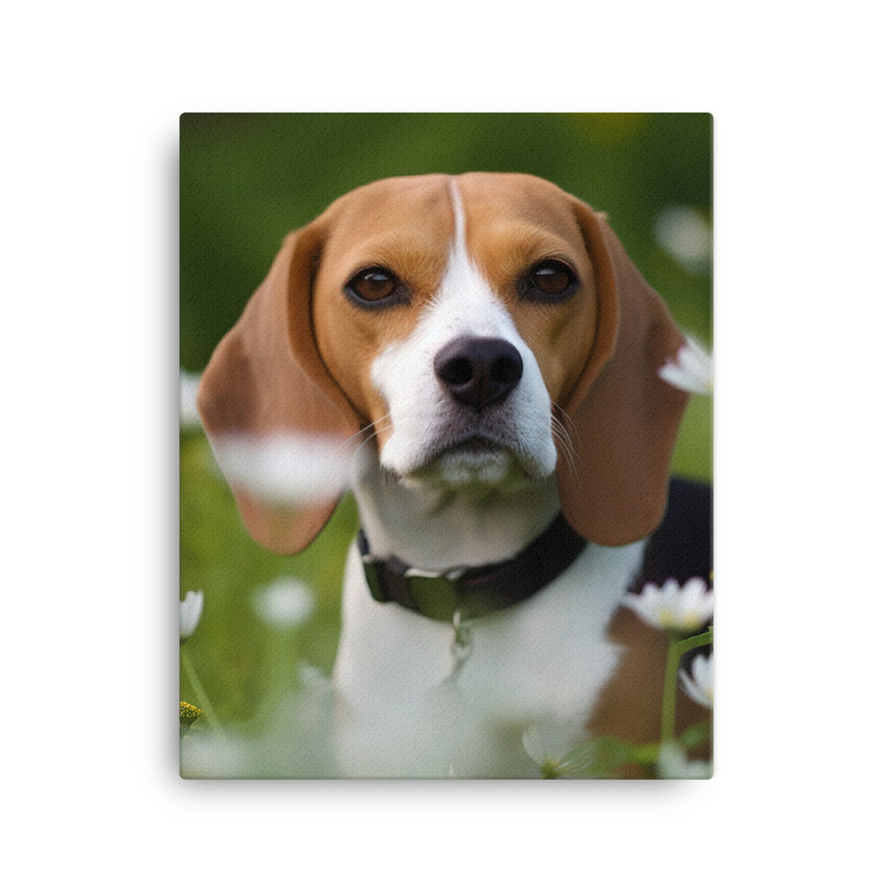 Beagle and the flowers Canvas - PosterfyAI.com