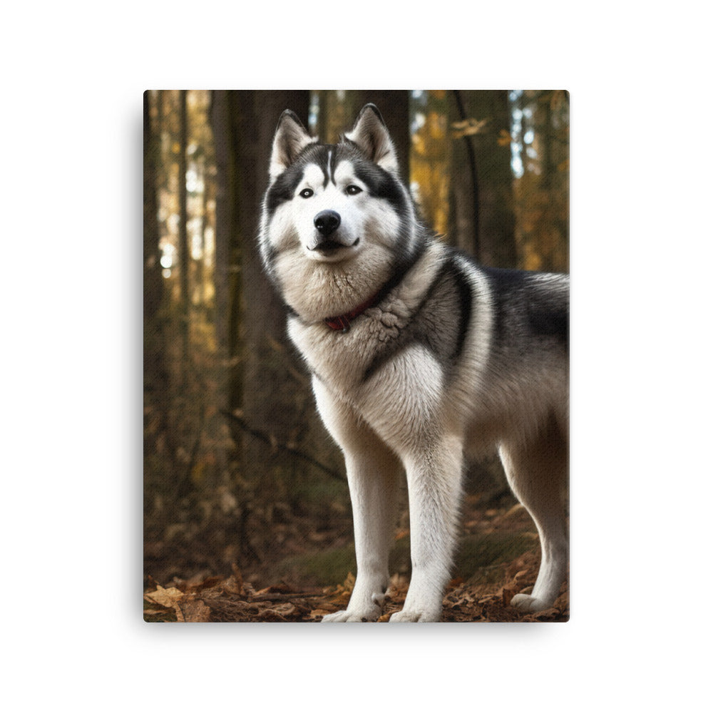 Alaskan Malamute in the Forest Canvas - PosterfyAI.com