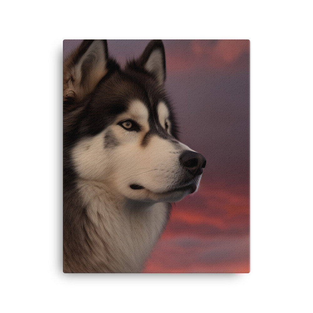 Alaskan Malamute at Sunset Canvas - PosterfyAI.com