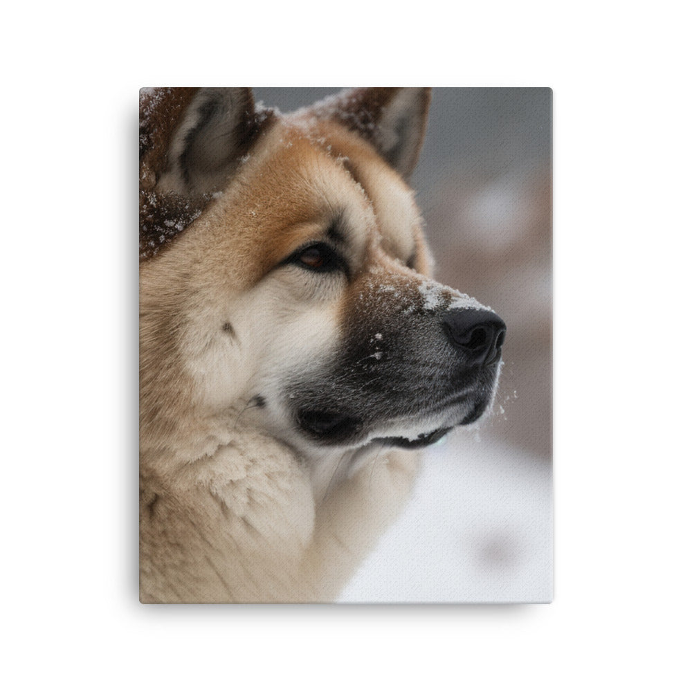 Akita in the Snow Canvas - PosterfyAI.com