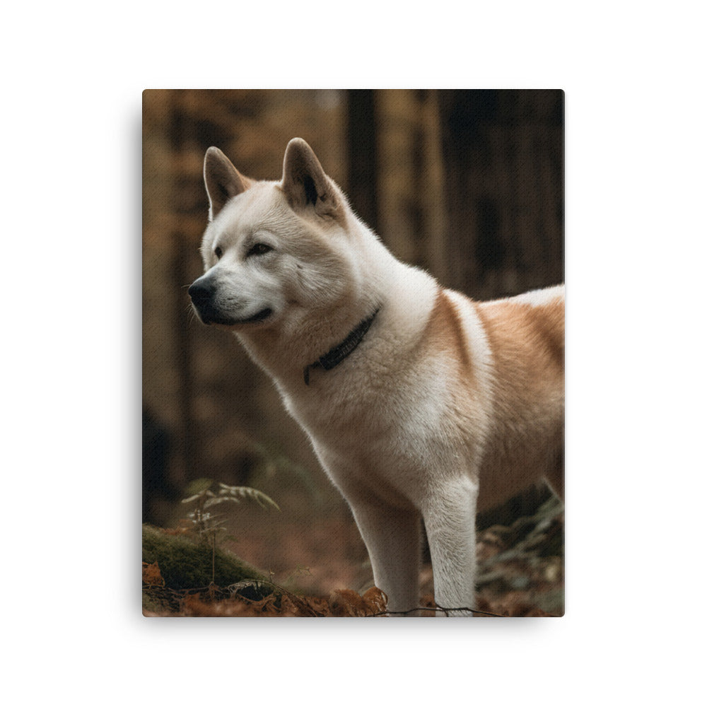 Akita Guarding the Forest Canvas - PosterfyAI.com