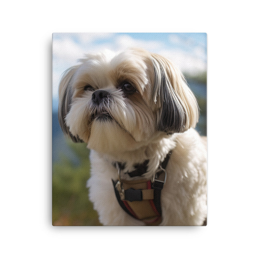 Adventurous Shih Tzu on a Hike Canvas - PosterfyAI.com