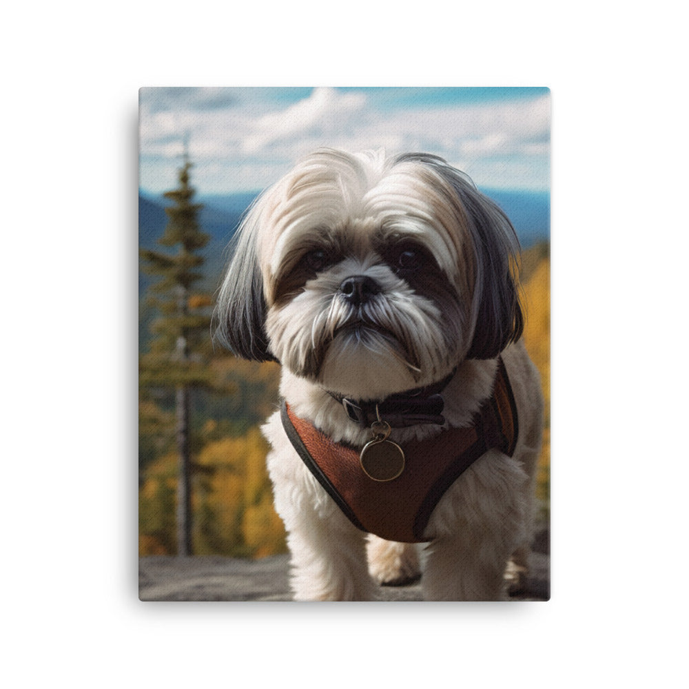 Adventurous Shih Tzu on a Hike Canvas - PosterfyAI.com