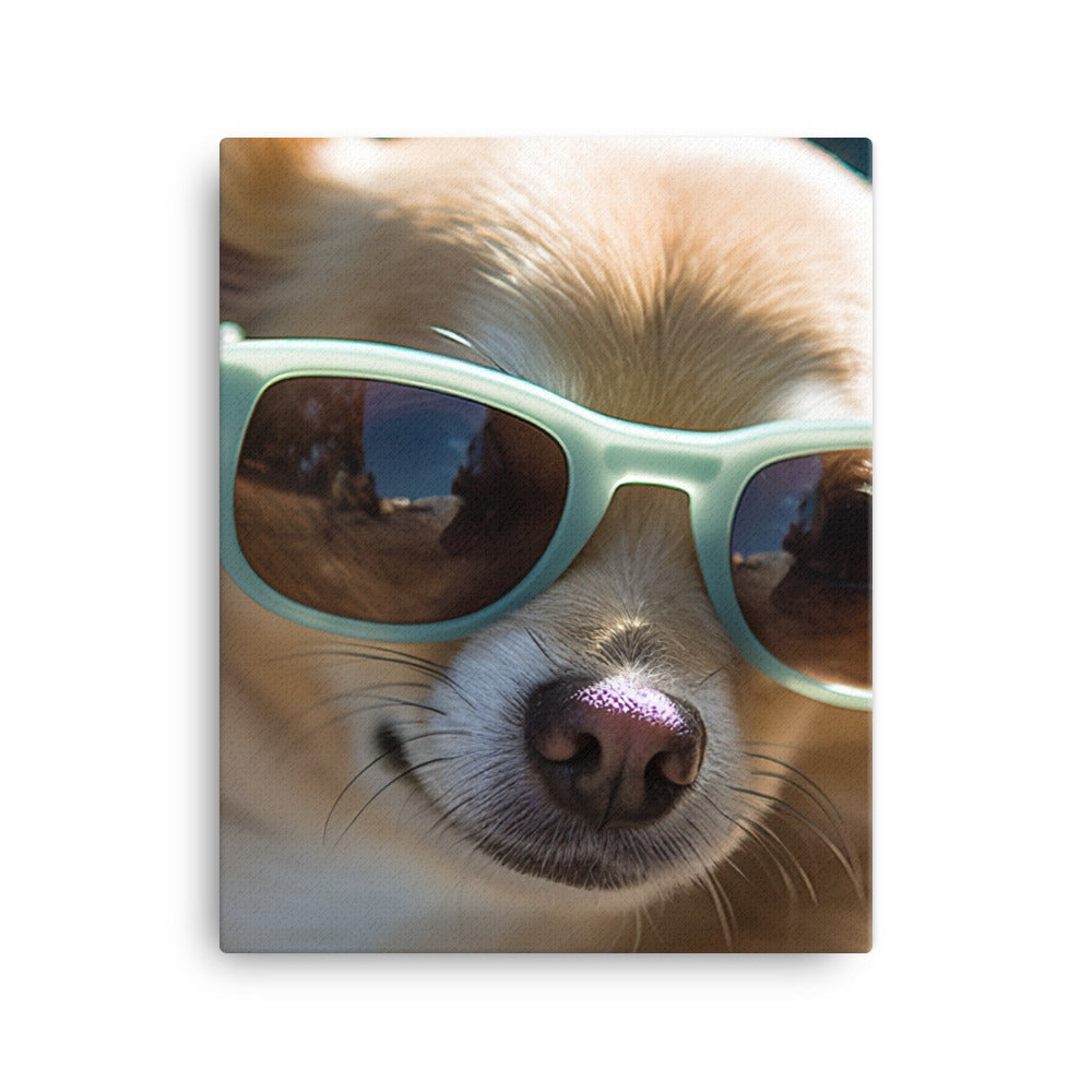 A Chihuahua wearing sunglasses Canvas - PosterfyAI.com