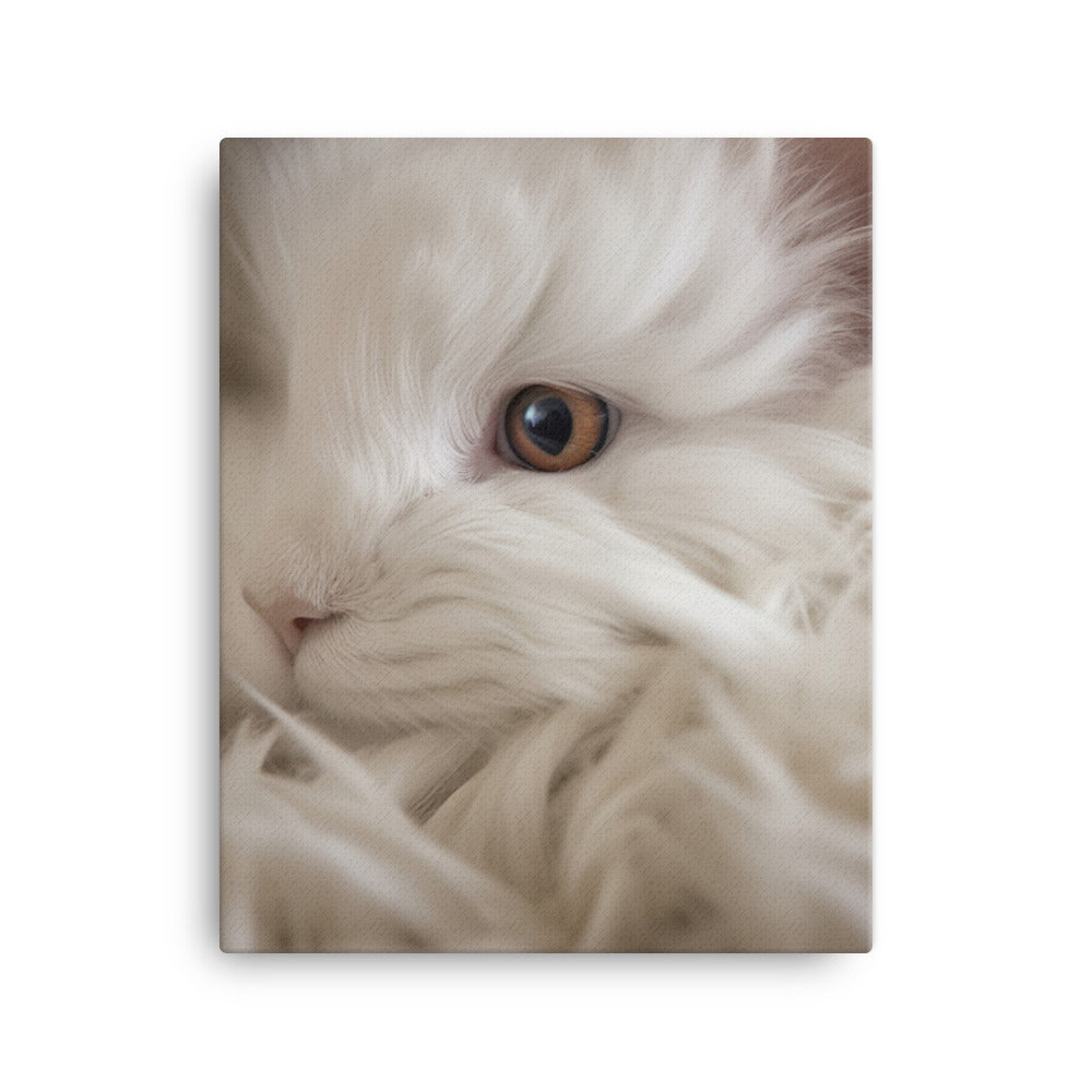 French Angora Bunnys Intricate Fur Detail Canvas - PosterfyAI.com