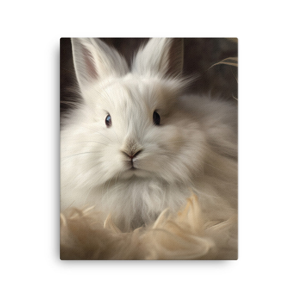Adorable French Angora Bunny Canvas - PosterfyAI.com