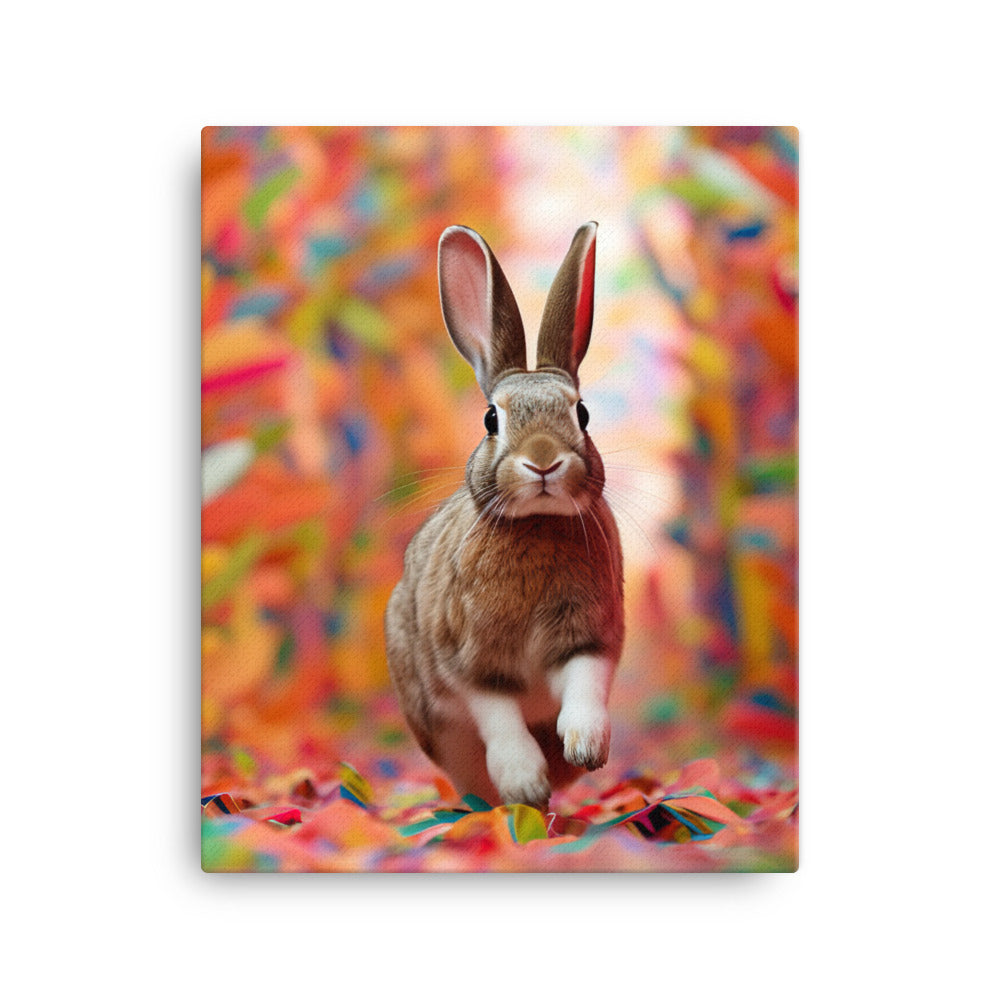 Playful English Spot Bunny Canvas - PosterfyAI.com