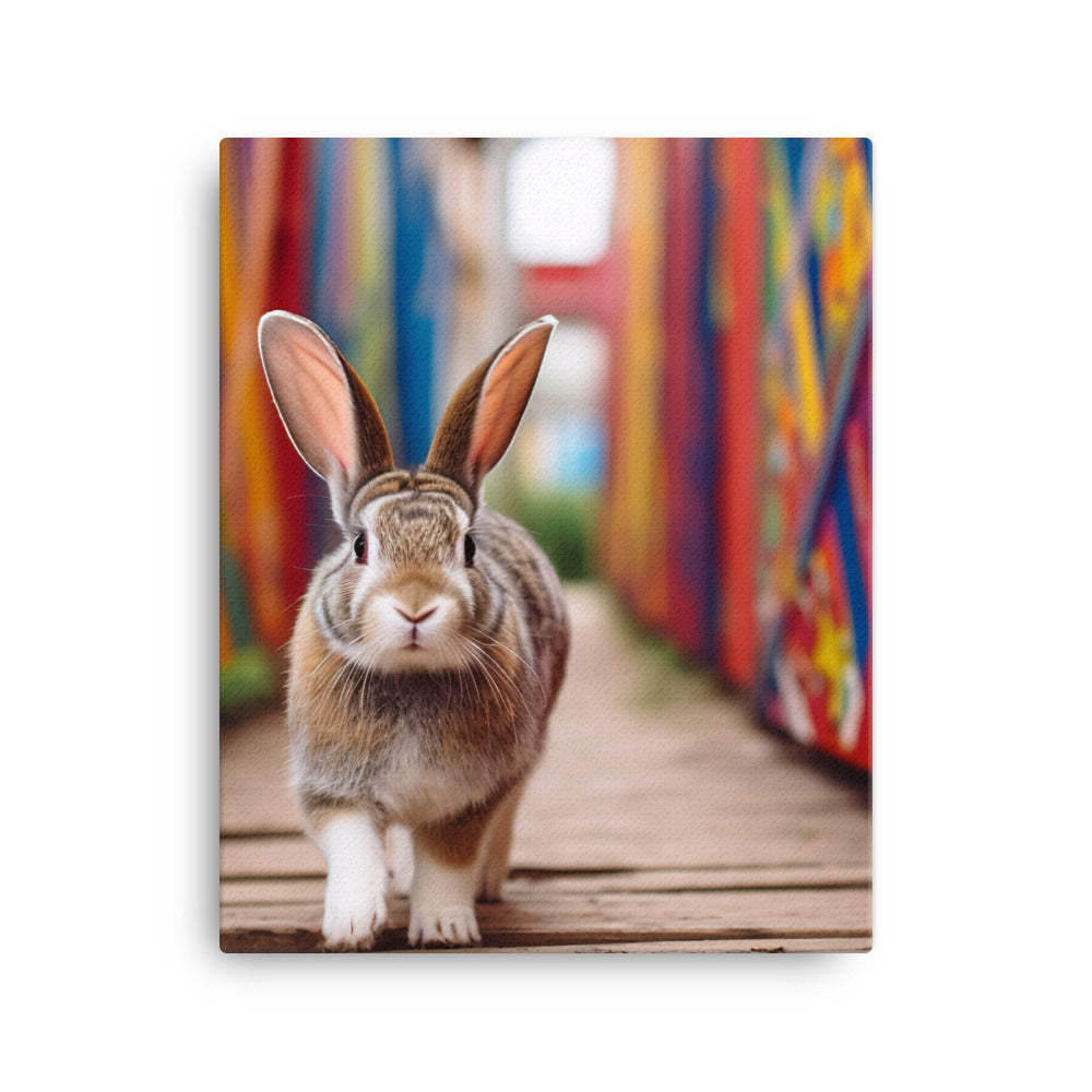 Playful English Spot Bunny Canvas - PosterfyAI.com