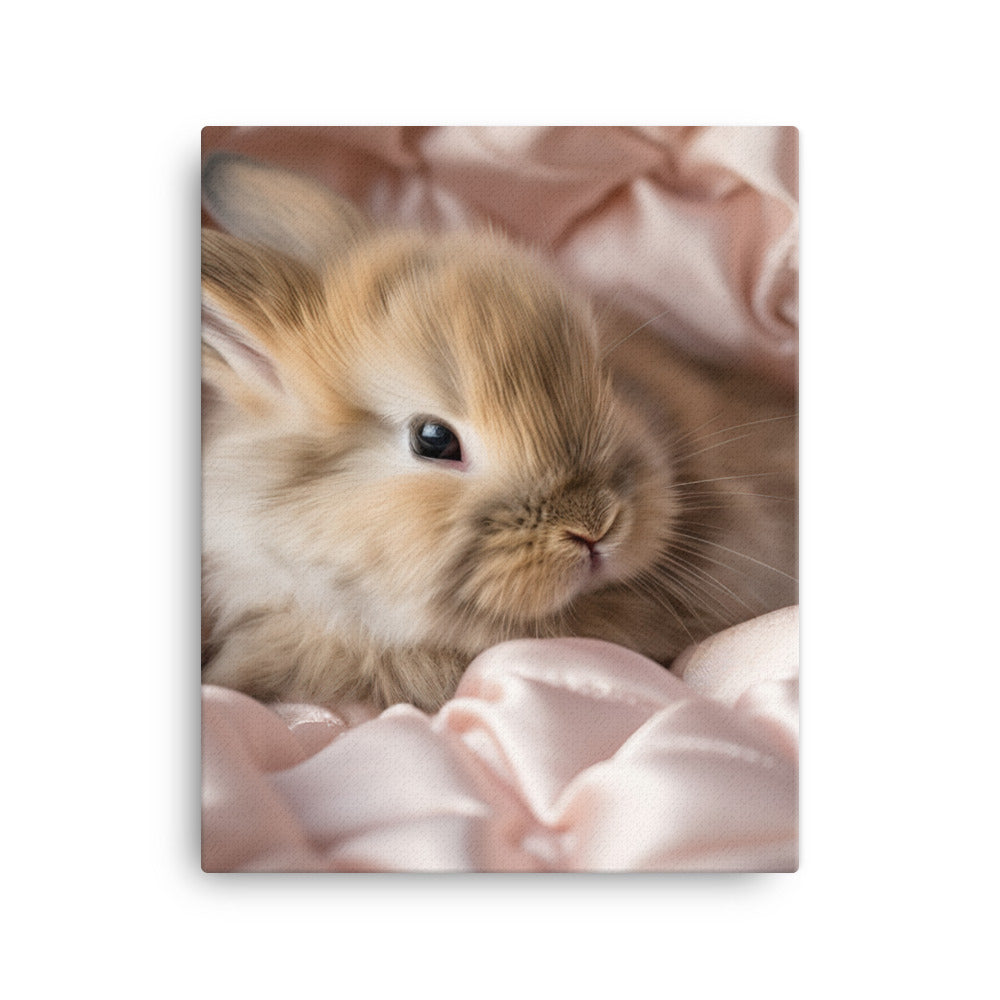 Mini Satin Bunnys Luxurious Presence Canvas - PosterfyAI.com