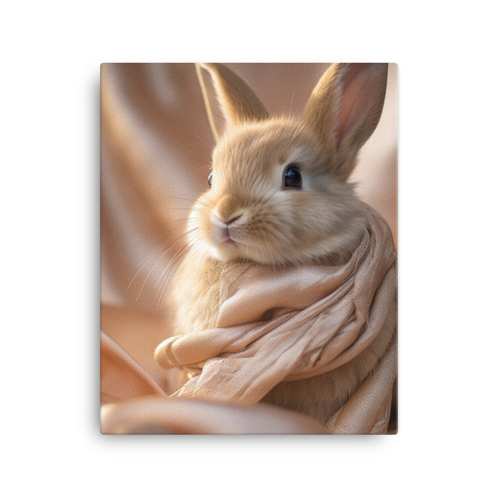 Mini Satin Bunnys Luxurious Presence Canvas - PosterfyAI.com