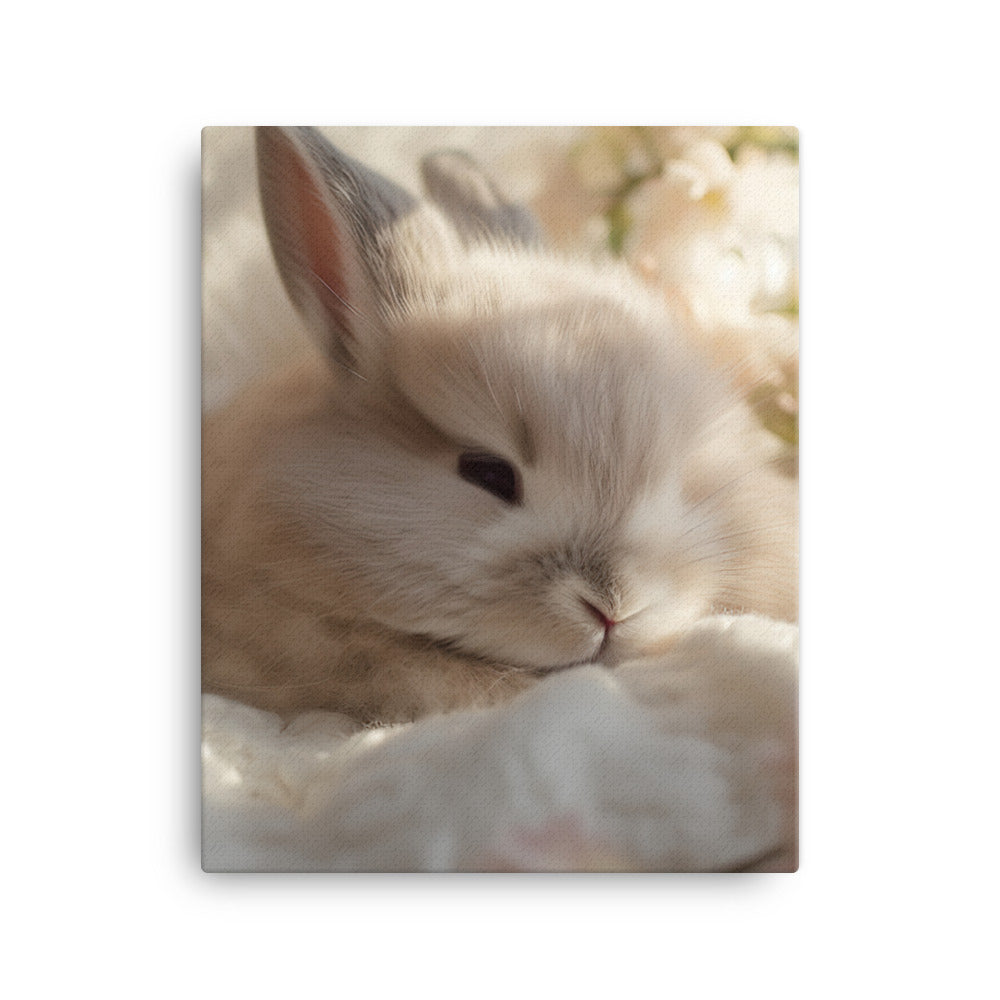 Mini Satin Bunny in Tranquil Bliss Canvas - PosterfyAI.com