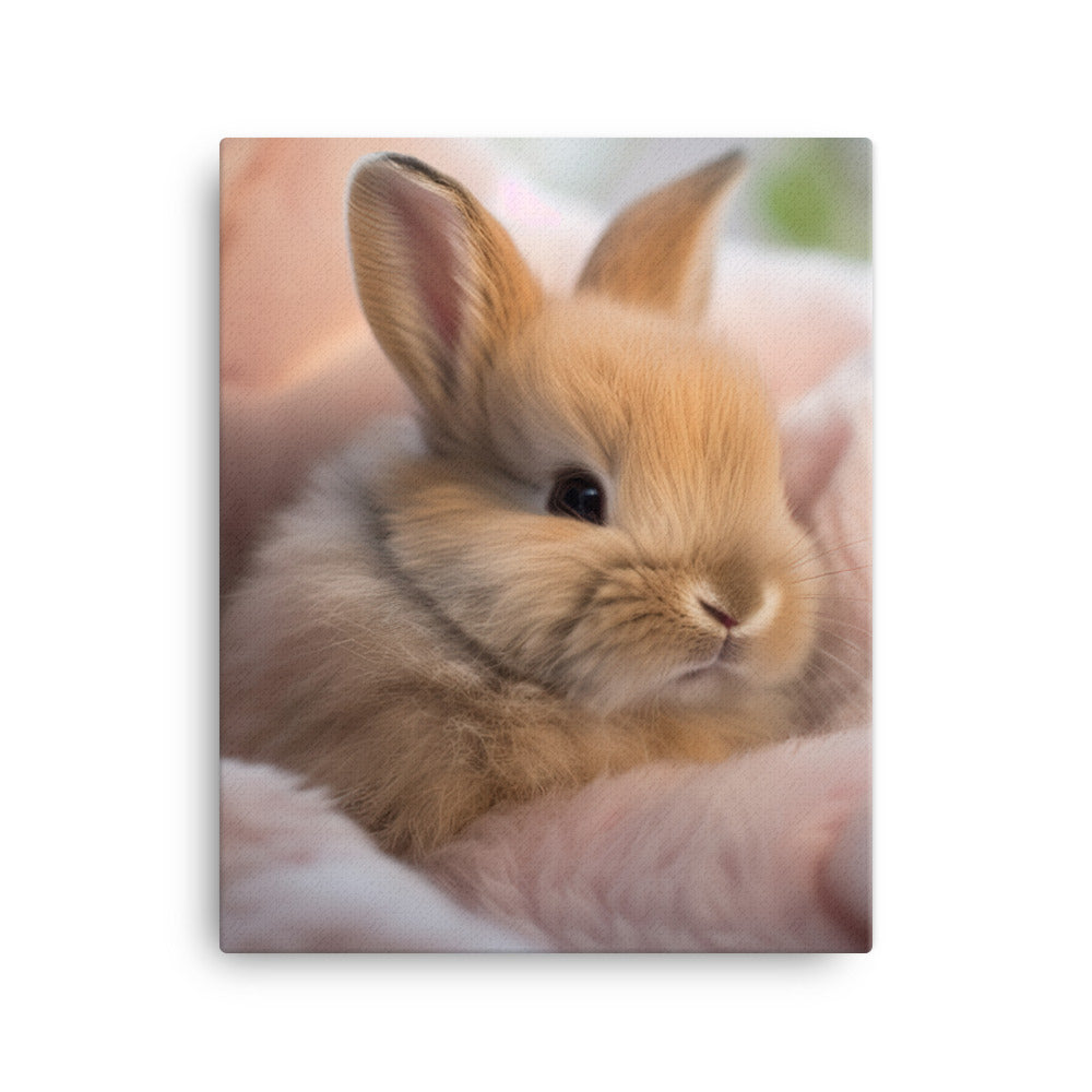Mini Satin Bunny in Tranquil Bliss Canvas - PosterfyAI.com
