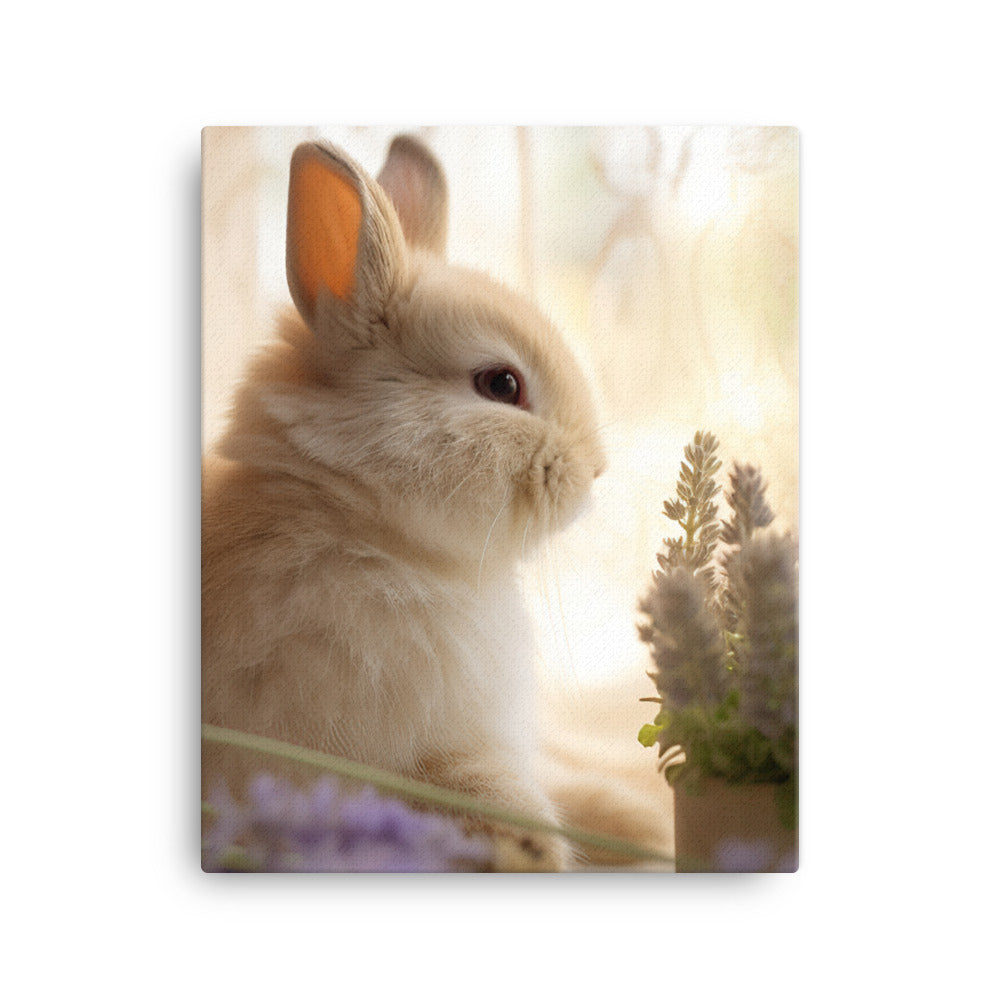 Mini Satin Bunny in Tranquil Bliss Canvas - PosterfyAI.com