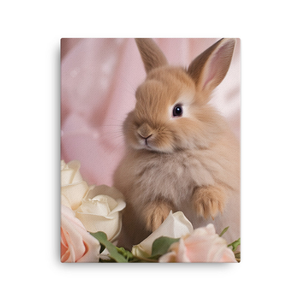 Mini Satin Bunny in Delicate Splendor Canvas - PosterfyAI.com