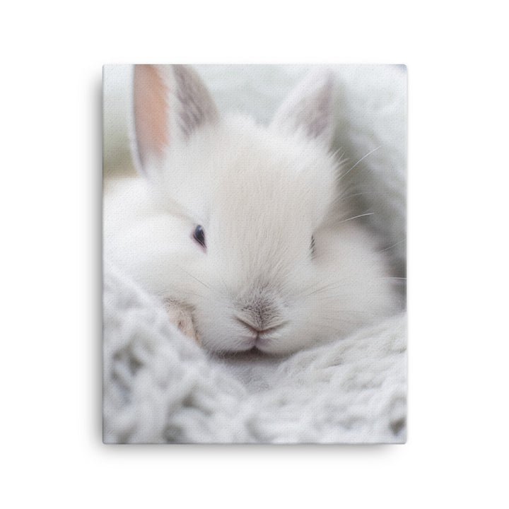Dwarf Hotot Bunny in a Cozy Setting Canvas - PosterfyAI.com