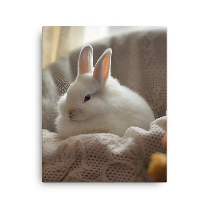 Dwarf Hotot Bunny in a Cozy Setting Canvas - PosterfyAI.com