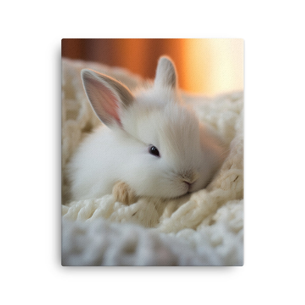 Dwarf Hotot Bunny in a Cozy Setting Canvas - PosterfyAI.com