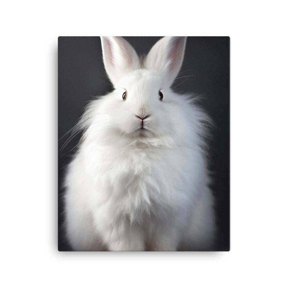 Satin Angora Bunny in a Cozy Setting Canvas - PosterfyAI.com