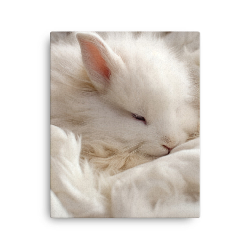 Satin Angora Bunny Enjoying a Playful Hop Canvas - PosterfyAI.com