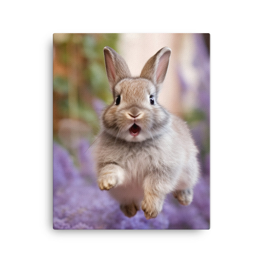 Lilac Bunny Enjoying a Playful Hop Canvas - PosterfyAI.com