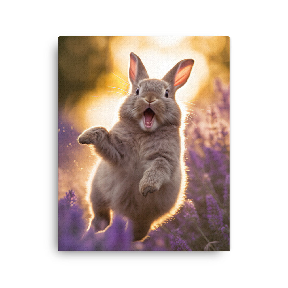 Lilac Bunny Enjoying a Playful Hop Canvas - PosterfyAI.com