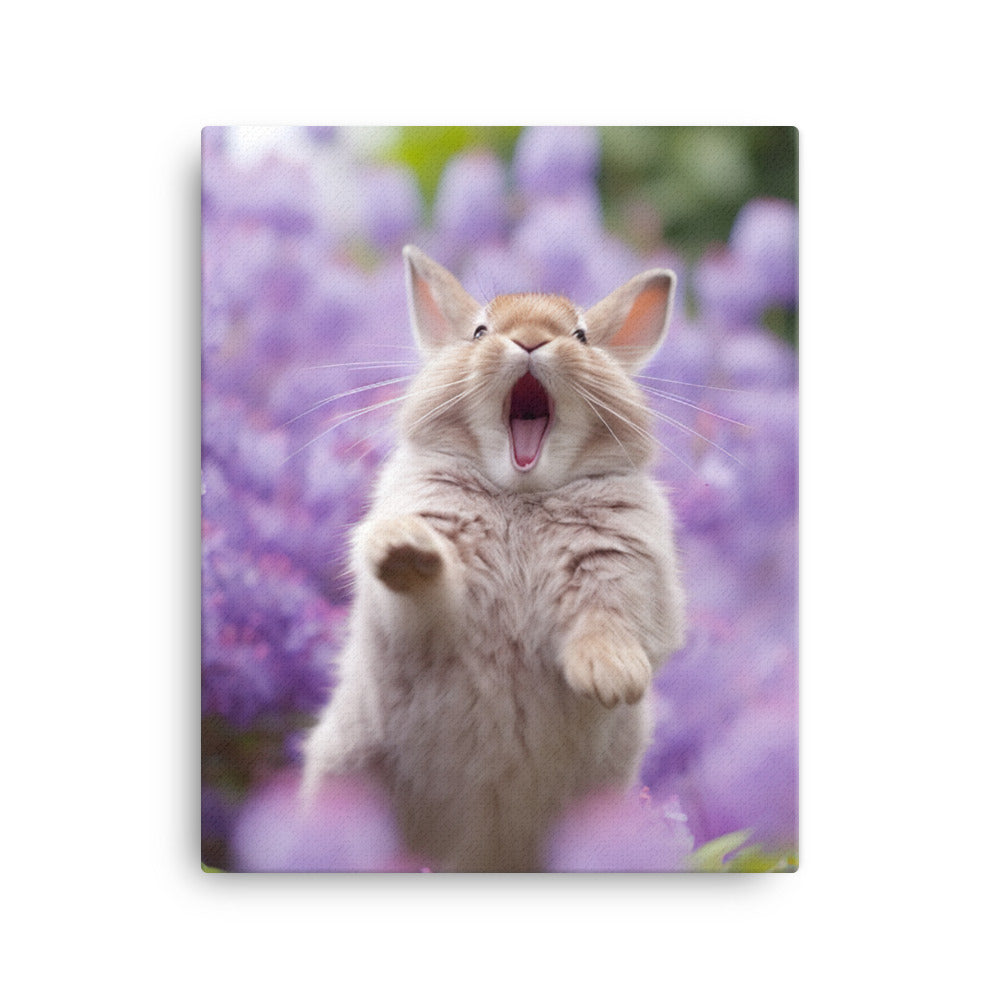 Lilac Bunny Enjoying a Playful Hop Canvas - PosterfyAI.com