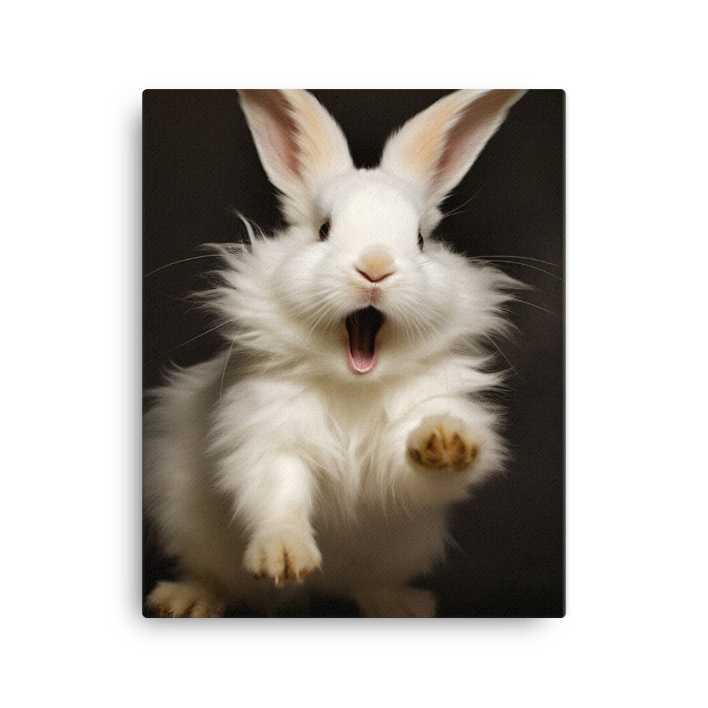 Lionhead Bunny Enjoying a Playful Hop Canvas - PosterfyAI.com
