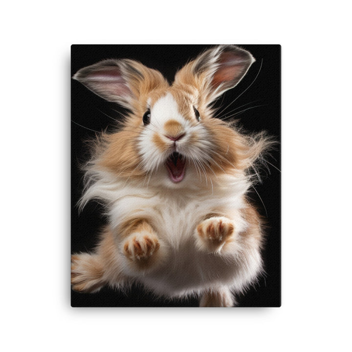 Lionhead Bunny Enjoying a Playful Hop Canvas - PosterfyAI.com