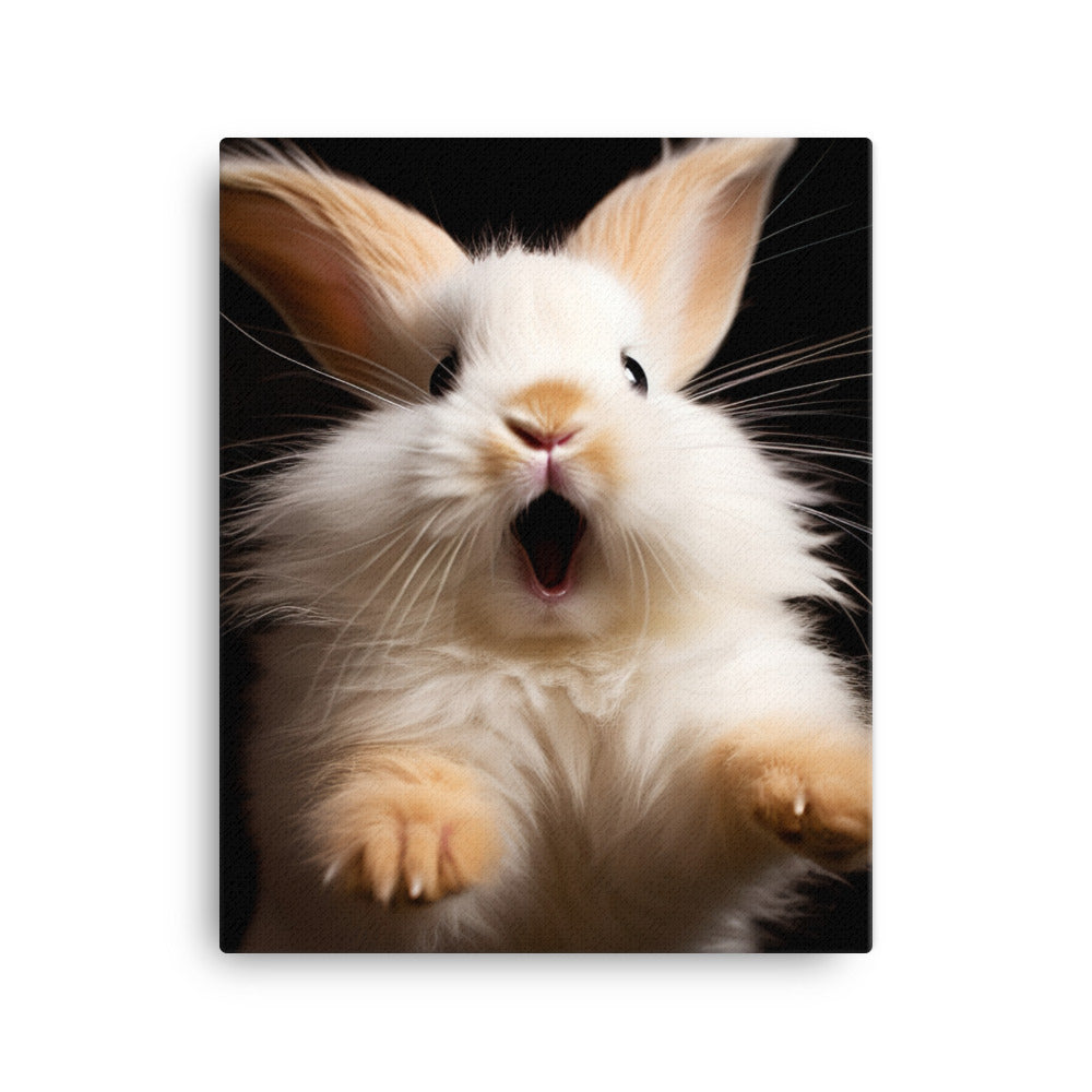 Lionhead Bunny Enjoying a Playful Hop Canvas - PosterfyAI.com
