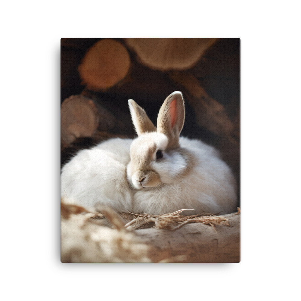 Himalayan Bunny in a Cozy Setting Canvas - PosterfyAI.com