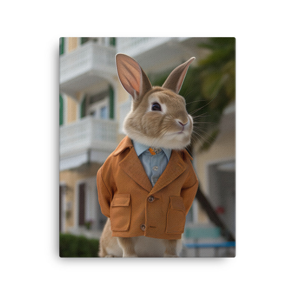 Havana Bunny with a Stylish Pose Canvas - PosterfyAI.com