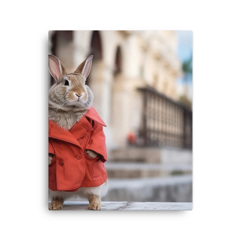 Havana Bunny with a Stylish Pose Canvas - PosterfyAI.com
