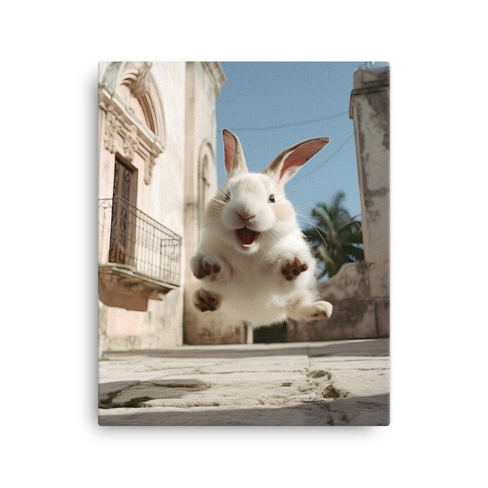 Havana Bunny Enjoying a Playful Hop Canvas - PosterfyAI.com
