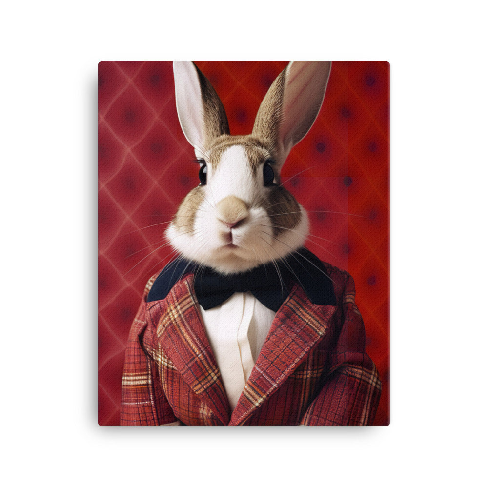 Harlequin Bunny with a Stylish Pose Canvas - PosterfyAI.com