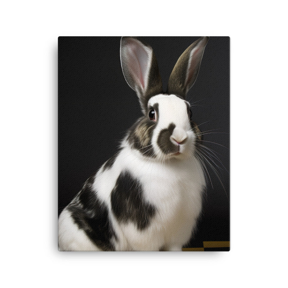 Harlequin Bunny with a Stylish Pose Canvas - PosterfyAI.com