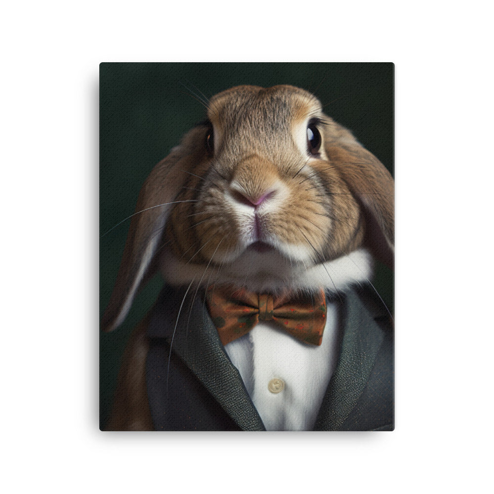 English Lop Bunny with a Stylish Pose Canvas - PosterfyAI.com