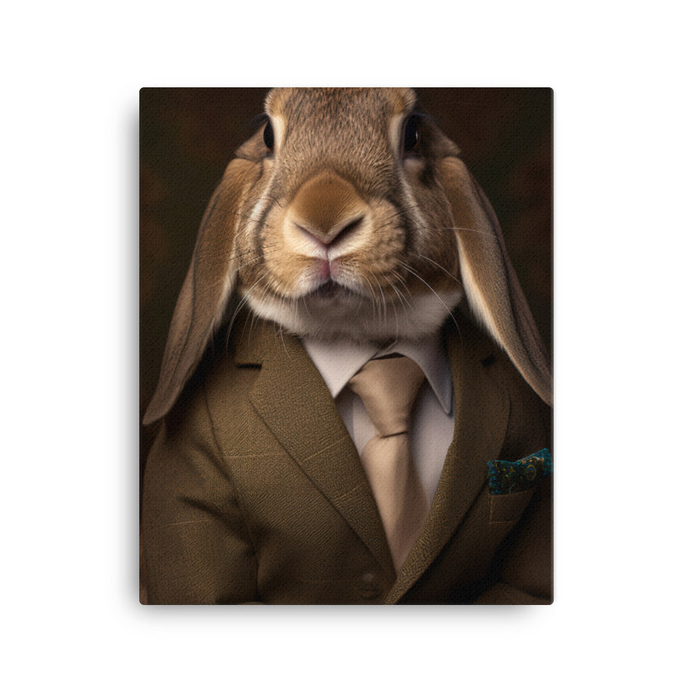 English Lop Bunny with a Stylish Pose Canvas - PosterfyAI.com