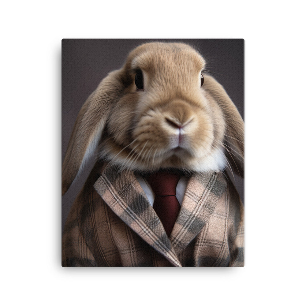 English Lop Bunny with a Stylish Pose Canvas - PosterfyAI.com
