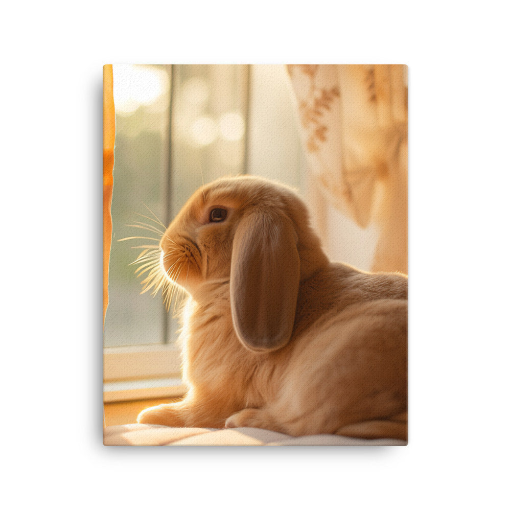 English Lop Bunny in a Cozy Setting Canvas - PosterfyAI.com