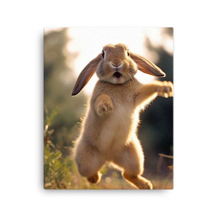 English Lop Bunny Enjoying a Playful Hop Canvas - PosterfyAI.com