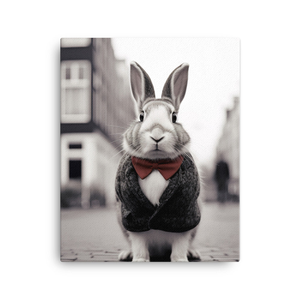 Dutch Bunny with a Stylish Pose Canvas - PosterfyAI.com