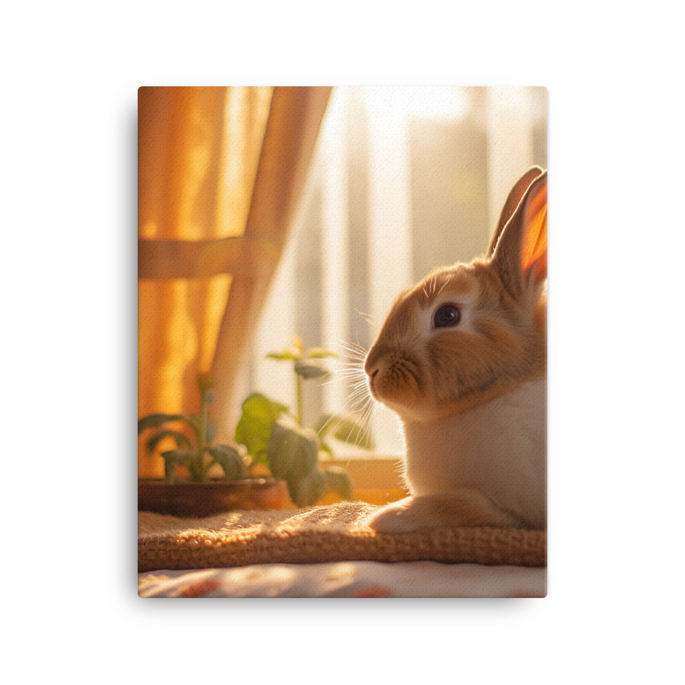 Dutch Bunny in a Cozy Setting Canvas - PosterfyAI.com