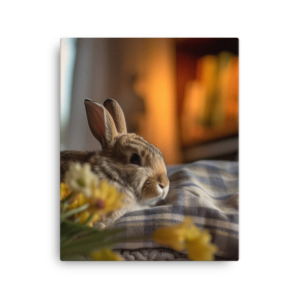 Dutch Bunny in a Cozy Setting Canvas - PosterfyAI.com