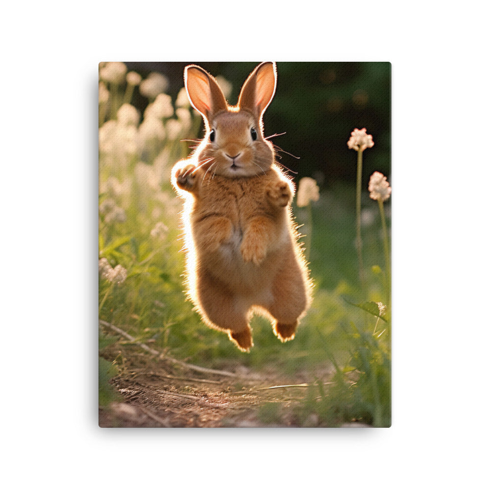 Dutch Bunny Enjoying a Playful Hop Canvas - PosterfyAI.com