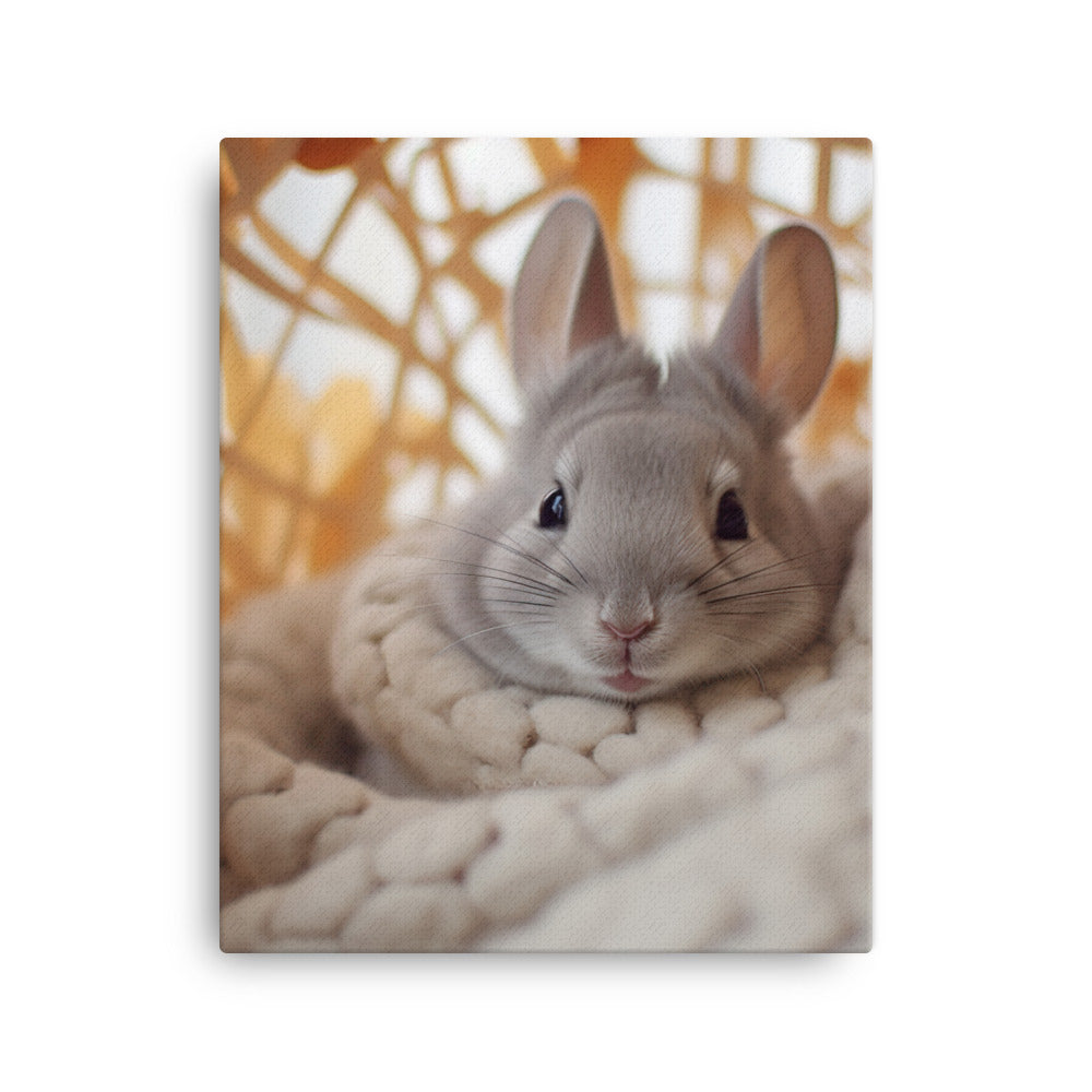 Chinchilla Bunny in a Cozy Setting Canvas - PosterfyAI.com