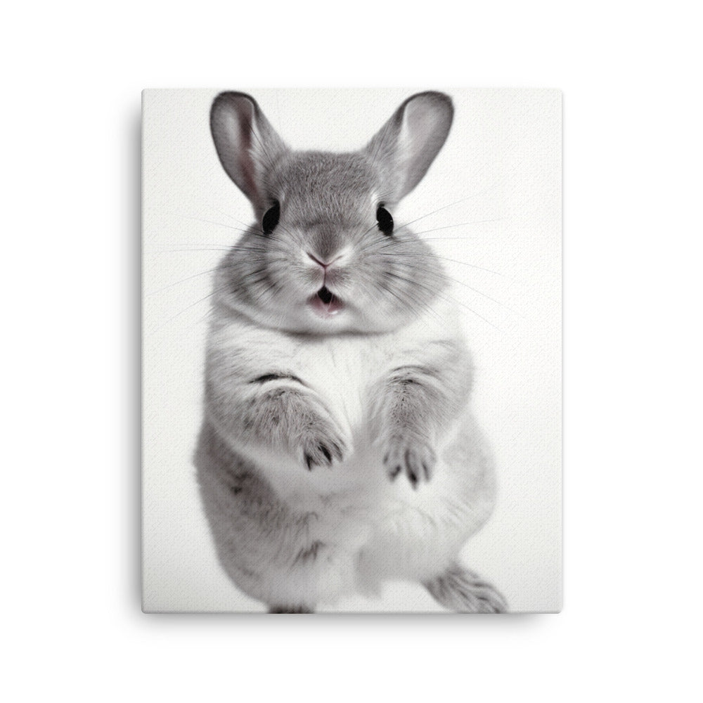 Chinchilla Bunny Enjoying a Playful Hop Canvas - PosterfyAI.com
